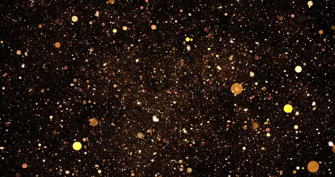 christmas glitter golden sparkle background with bokeh on black, gold holiday festive event happy new year concept
