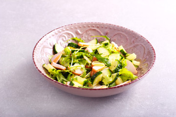 Cucumber, lettuce and chicken breast salad