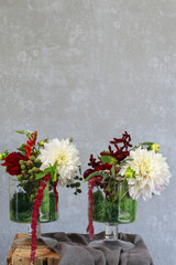 Floral arrangement with white dahlias