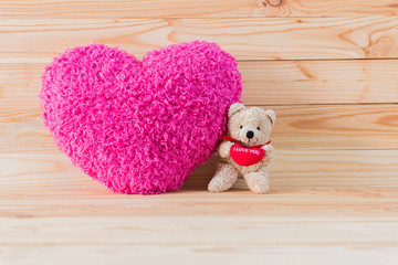Valentines Day. Word Love heart. Valentines Day Couple Teddy Bea