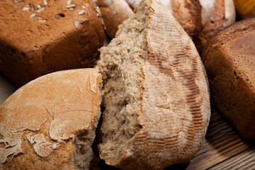 Bread on a rustic wooden background