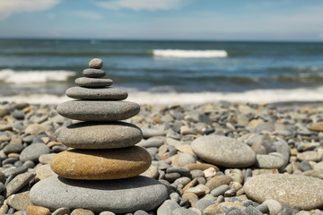 Fototapeta na wymiar Heap of stones in Ruby beach
