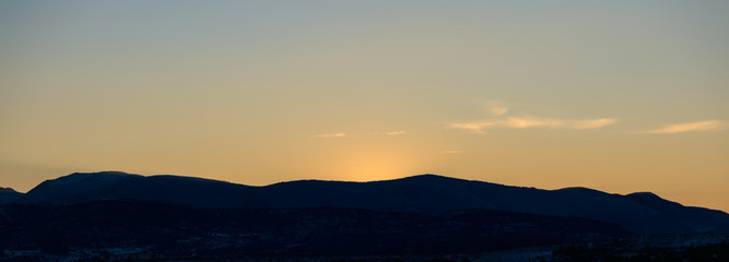 Background of sunset over mountains