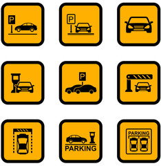 yellow car parking icons