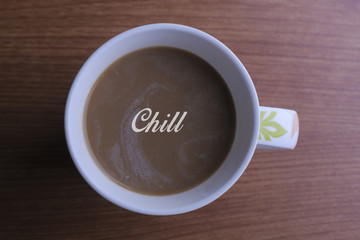 HELLO 2017 on coffee in cup.