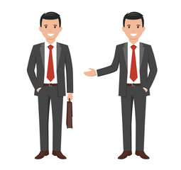 Vector illustration of a young cartoon style smiling businessman