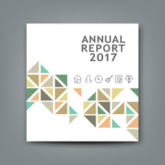 Cover new annual report colorful triangle design on white background vector illustration