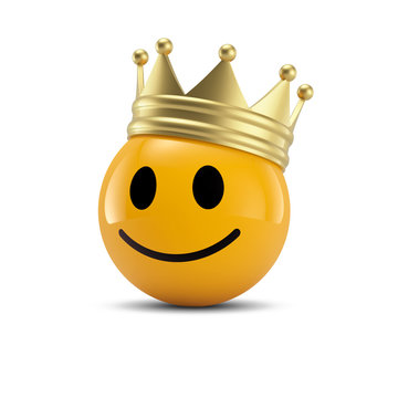 Happy Smiley Emoticon mit Krone: Kunde ist König