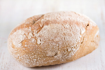 bread on white wooden background