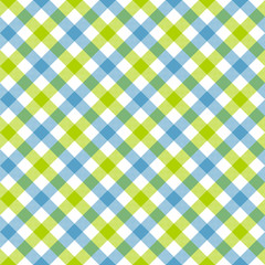 White green blue check plaid fabric texture seamless pattern