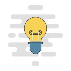 Bulb color thin line icon. Cloud background