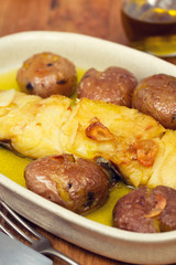 cod fish with potato on dish