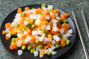 Cooked vegetables on a plate