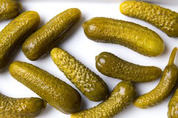 Pickles on white background