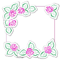 Cute vector frames for Valentine's Day and other holidays. Square labels for the text and border of roses.