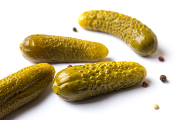 Pickles on white background