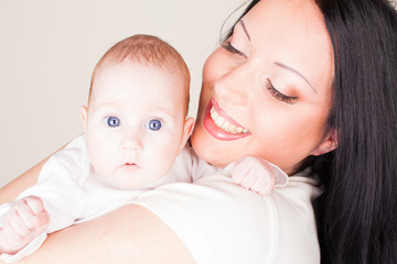 mom and little girl love family