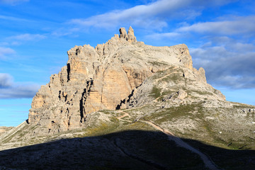 Fototapeta premium Sexten Dolomites mountain Paternkofel and footpath in South Tyrol, Italy