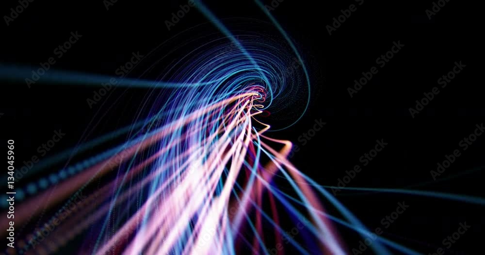 Canvas Prints abstract stream array colorful lines with particles on black background