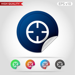 Obraz premium Colored icon or button of target symbol with background