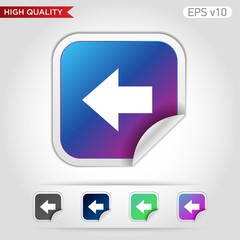 Colored icon or button of left arrow symbol with background