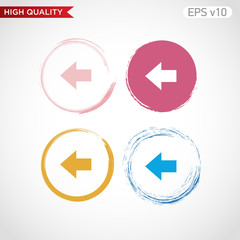 Colored icon or button of left arrow symbol with background