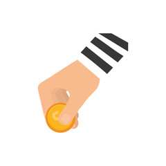 Hand with coin icon vector illustration graphic design
