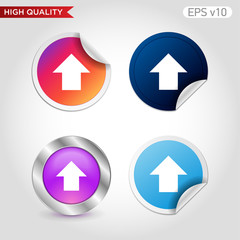 Colored icon or button of up arrow symbol with background