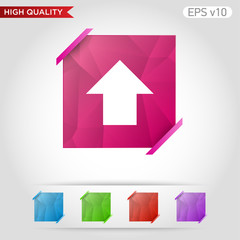 Colored icon or button of up arrow symbol with background