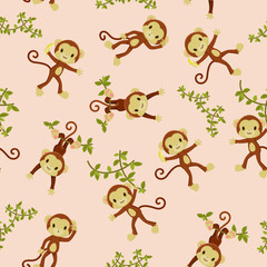 Naklejka premium Monkeys seamless pattern