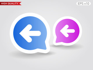 Colored icon or button of left arrow symbol with background