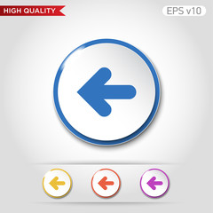 Colored icon or button of left arrow symbol with background
