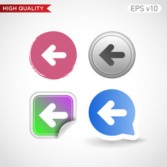 Colored icon or button of left arrow symbol with background