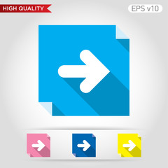 Colored icon or button of right arrow symbol with background