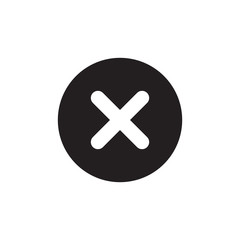 Obraz premium Cross sign black element. Gray X icon isolated on white background. Simple mark graphic design. Round button for vote, decision, web. Symbol of error, check, wrong or stop, failed. Vector illustration