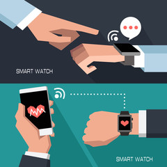 new technologies. smart watch. digital watch. vector illustration.  - obrazy, fototapety, plakaty