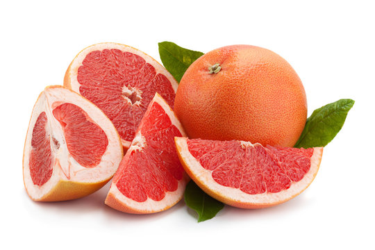 Orange grapefruit on white