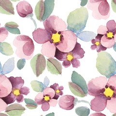 Seamless background with summer flowers. Watercolor seamless floral pattern 4