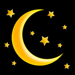 Obraz premium crescent moon and star vector symbol icon design.