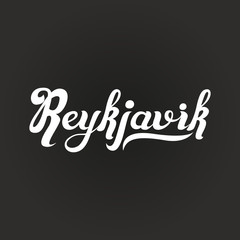 hand-written word Reykjavik vector illustration
