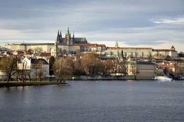 Fototapeta na wymiar Architecture from Prague and cloudy sky
