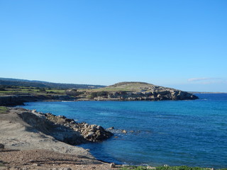 Fototapeta na wymiar beaurifull rugged rocky coast of karpasia peninsula