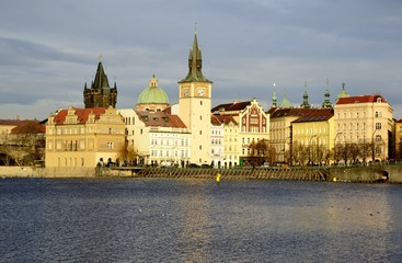 Architecture from Prague and cloudy sky