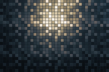 Mosaic metallic square pattern texture background. 3D rendering