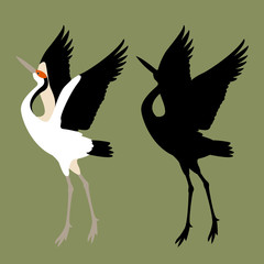 Crane vector illustration style Flat set silhouette black