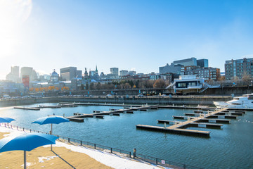 Obraz premium Old Port and city skyline - Montreal, Quebec, Canada