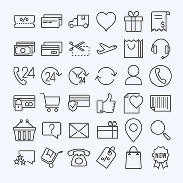 E-commerce  line icons set