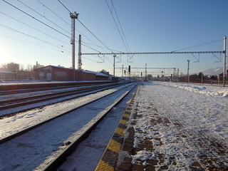 Obraz premium rail, railway, railroad, Winter Railway Tracks,