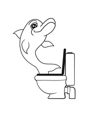 Naughty disgusting toilette bad funny comic cartoon delfin jumping cute cute