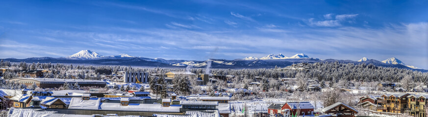 Panoramic of Cascade Mountain Range and Cityscape